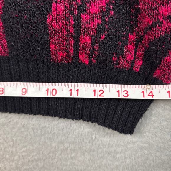 Vintage Women's Dolman Sleeve Acrylic Sweater Red Black Swirl 80s Vibe Retro - Picture 6 of 8